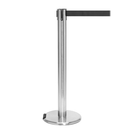 Queue Solutions RollerPro 300, Satin S.S. 16' Black/White Horiz. Stripe Belt ROL300SS-BW160